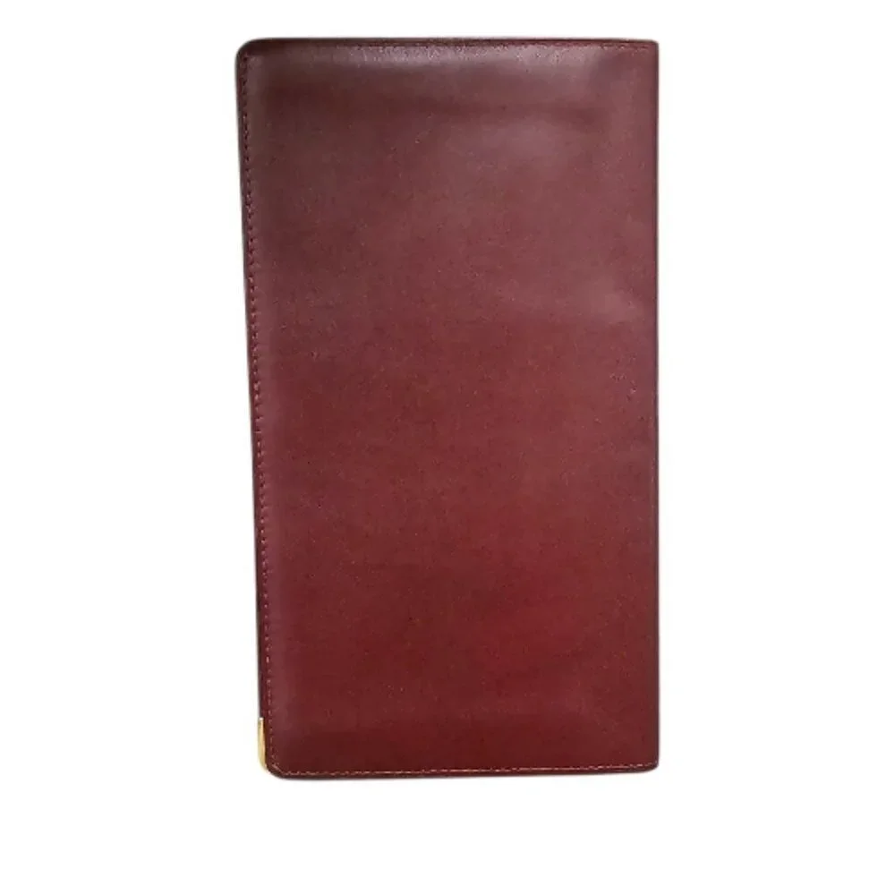 Cartier Must Les De Cartier Bi-fold Bordeaux Leather Vintage Long Wallet